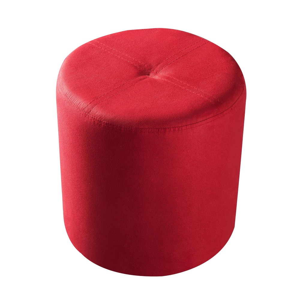 Pilaster Designs Round Ottoman Stool Red Microfiber