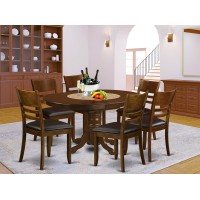 East West Furniture Kely7-Esp-Lc 7 Piece Kitchen Table & Chairs Set Consist Of An Oval Dining Table With Butterfly Leaf And 6 Faux Leather Dining Room Chairs, 42X60 Inch, Espresso