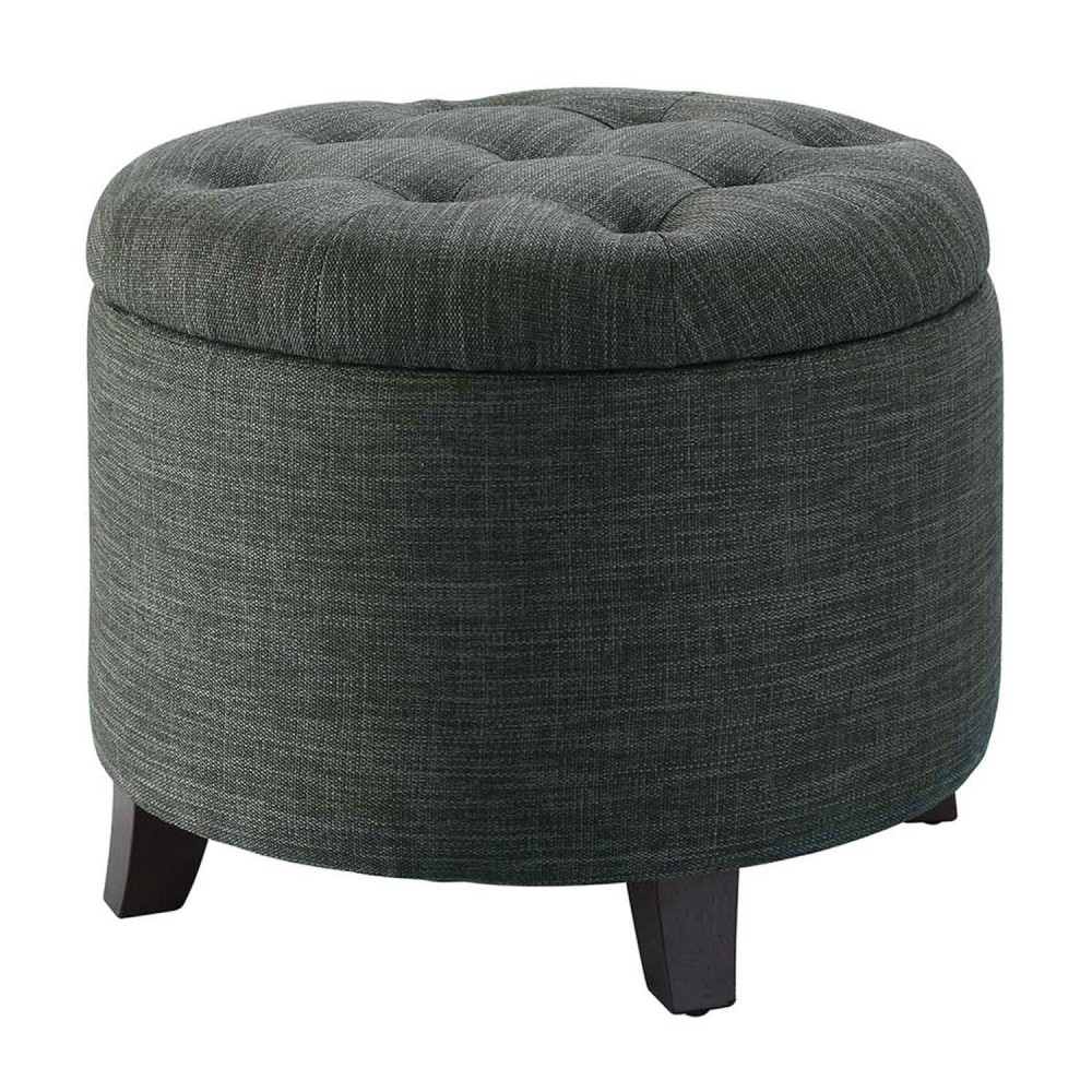 Convenience Concepts Designs4Comfort Round Storage Ottoman 1975 Versatile Contemporary Foot Stool For Living Room Office G