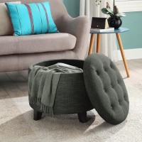 Convenience Concepts Designs4Comfort Round Storage Ottoman 1975 Versatile Contemporary Foot Stool For Living Room Office G