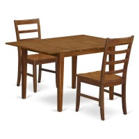 East West Furniture Milan 3 Piece Room Furniture Set Contains A Rectangle Wooden Table With Butterfly Leaf And 2 Kitchen Dining Chairs, 36X54 Inch, Saddle Brown