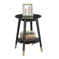 Convenience Concepts Wilson Mid Century Round End Table With Bottom Shelf Black