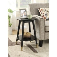 Convenience Concepts Wilson Mid Century Round End Table With Bottom Shelf Black