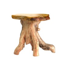 WELLAND Tree Stump Side Table, Live Edge Stool, Natural Edge Wood Side Table, Accent Table, 19