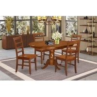East West Furniture Popf5-Sbr-W 5 Piece Kitchen Table & Chairs Set Includes An Oval Dining Table With Butterfly Leaf And 4 Dining Room Chairs, 42X60 Inch, Saddle Brown