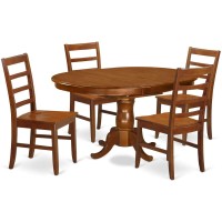 East West Furniture Popf5-Sbr-W 5 Piece Kitchen Table & Chairs Set Includes An Oval Dining Table With Butterfly Leaf And 4 Dining Room Chairs, 42X60 Inch, Saddle Brown