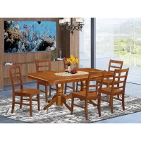 East West Furniture Napf7-Sbr-W 7 Piece Dining Room Table Set Consist Of A Rectangle Kitchen Table With Butterfly Leaf And 6 Dining Chairs, 40X78 Inch, Saddle Brown
