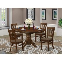 East West Furniture Keva5-Esp-C 5 Piece Kitchen Table & Chairs Set Includes An Oval Dining Room Table With Butterfly Leaf And 4 Linen Fabric Upholstered Chairs, 42X60 Inch, Espresso