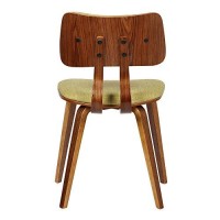 Armen Living Jaguar Dining Chair In Green Fabric And Walnut Wood Finish 20D X 18W X 29H In