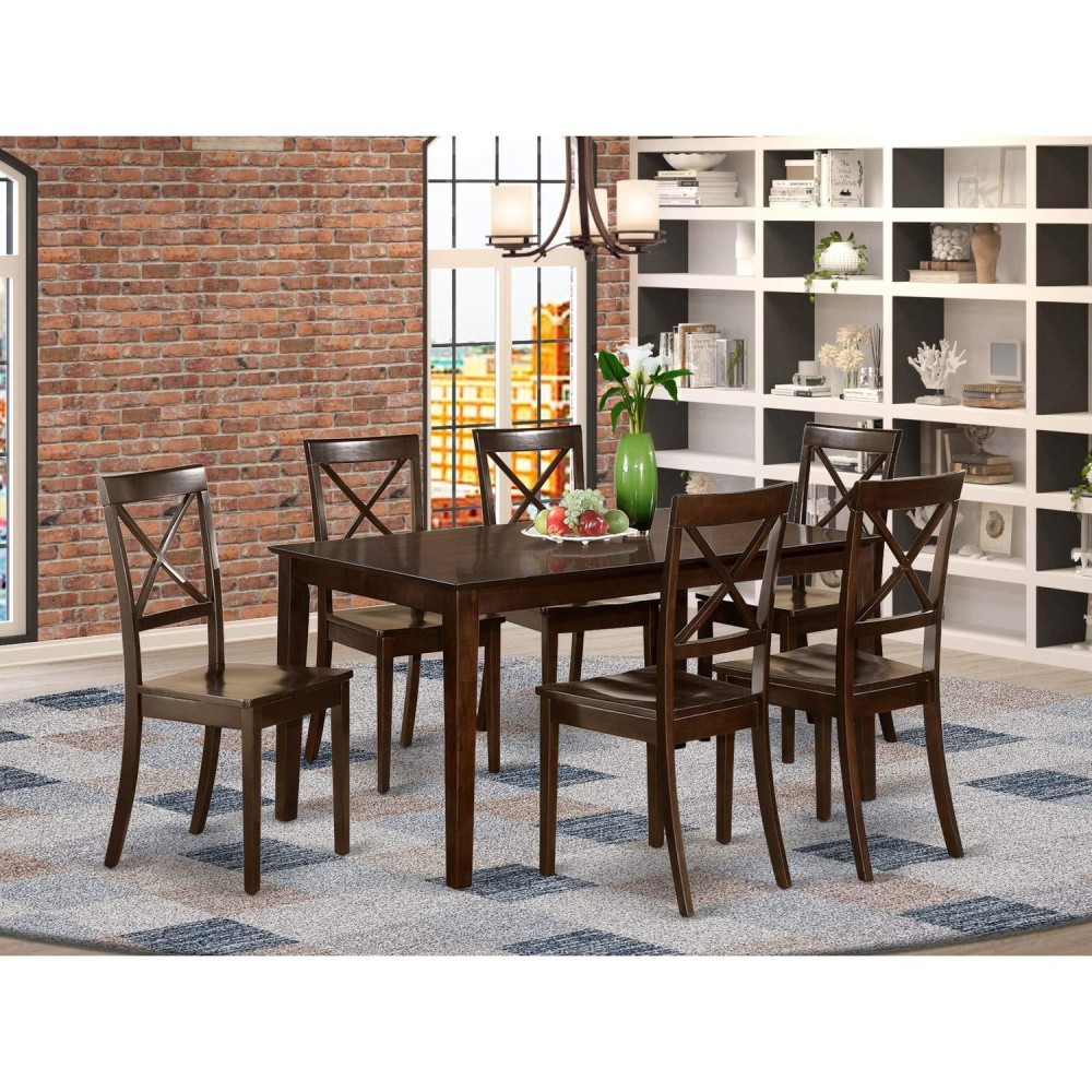 East West Furniture Cabo7S-Cap-W Capri 7 Piece Set Consist Of A Rectangle Kitchen Table And 6 Dining Chairs, 36X60 Inch