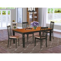 East West Furniture Lgan5-Bch-Lc 5 Piece Dining Room Furniture Set Includes A Rectangle Kitchen Table With Butterfly Leaf And 4 Faux Leather Upholstered Chairs, 42X84 Inch