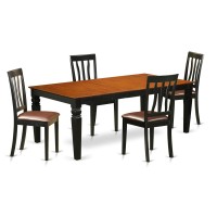 East West Furniture Lgan5-Bch-Lc 5 Piece Dining Room Furniture Set Includes A Rectangle Kitchen Table With Butterfly Leaf And 4 Faux Leather Upholstered Chairs, 42X84 Inch