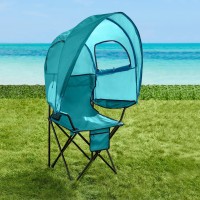 Brylanehome Oversized Tent Camp Chair Shade Folding Chair, 2 Cupholders, Pool Blue