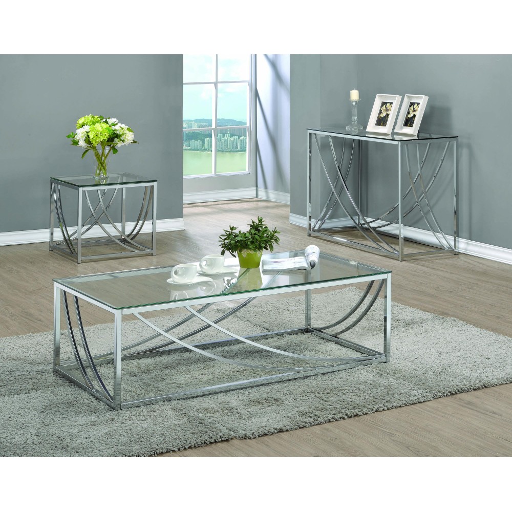 Contemporary Chrome Sofa Table