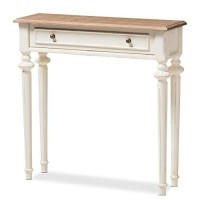 Baxton Studio Marquetterie French Provincial Style Weathered Oak And White Wash Distressed Finish Wood Two-Tone Console Table