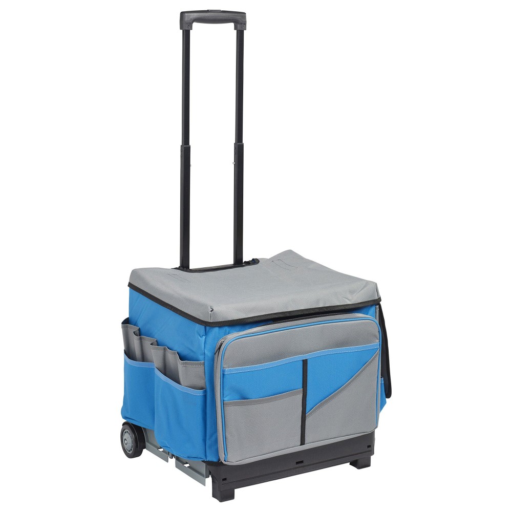 Ecr4Kids Universal Rolling Cart With Canvas Organizer Bag, Mobile Storage, Bluegrey