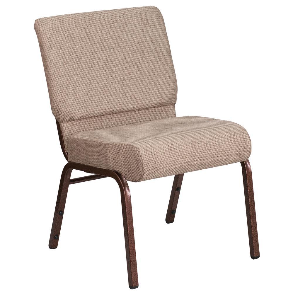 Hercules Series 21''W Stacking Church Chair In Beige Fabric - Copper Vein Frame