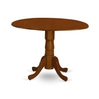 East West Furniture Dublin 5 Piece Kitchen Set Includes A Round Dining Room Table With Dropleaf And 4 Solid Wood Seat Chairs, 42X42 Inch, Saddle Brown