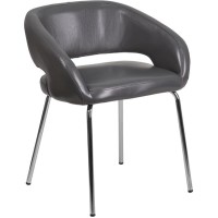 Fusion Series Contemporary Gray Leathersoft Side Reception Chair