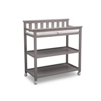 Delta Children Flat Top Changing Table With Wheels And Changing Pad - Greenguard Gold Certified, Grey