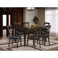 East West Furniture Cabo7S-Cap-Lc Capri 7 Piece Modern Dining Set Consist Of A Rectangle Wooden Table And 6 Faux Leather Upholstered Chairs, 36X60 Inch