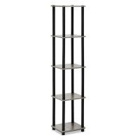 TurnNTube 5Tier Corner Square Rack Display Shelf French Oak GreyBlack