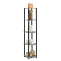 TurnNTube 5Tier Corner Square Rack Display Shelf French Oak GreyBlack