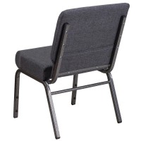 Hercules Series 21''W Church Chair In Dark Gray Fabric - Silver Vein Frame