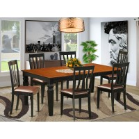 East West Furniture Lgan7-Bch-Lc 7 Piece Room Set Consist Of A Rectangle Wooden Table With Butterfly Leaf And 6 Faux Leather Kitchen Dining Chairs, 42X84 Inch