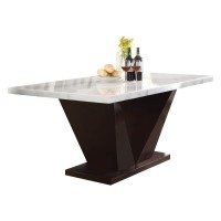 Acme Forbes Dining Table - 72120 - White Marble & Walnut