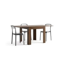 Mobili Fiver, Square Extendable Dining Table, Eldorado, Canaletto Walnut, Made In Italy