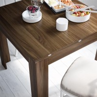 Mobili Fiver, Square Extendable Dining Table, Eldorado, Canaletto Walnut, Made In Italy