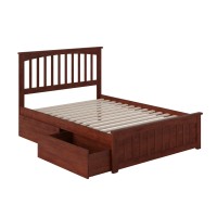 Mission Full Platform Bed With Matching Foot Board With 2 Urban Bed Drawers In Walnut
