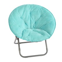 Urban Lifestyle Super Soft Faux Fur Saucer Chair With Folding Metal Frame Aqua