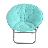 Urban Lifestyle Super Soft Faux Fur Saucer Chair With Folding Metal Frame Aqua