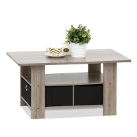 Coffee Table W/Bin Drawer, French Oak Grey/Black