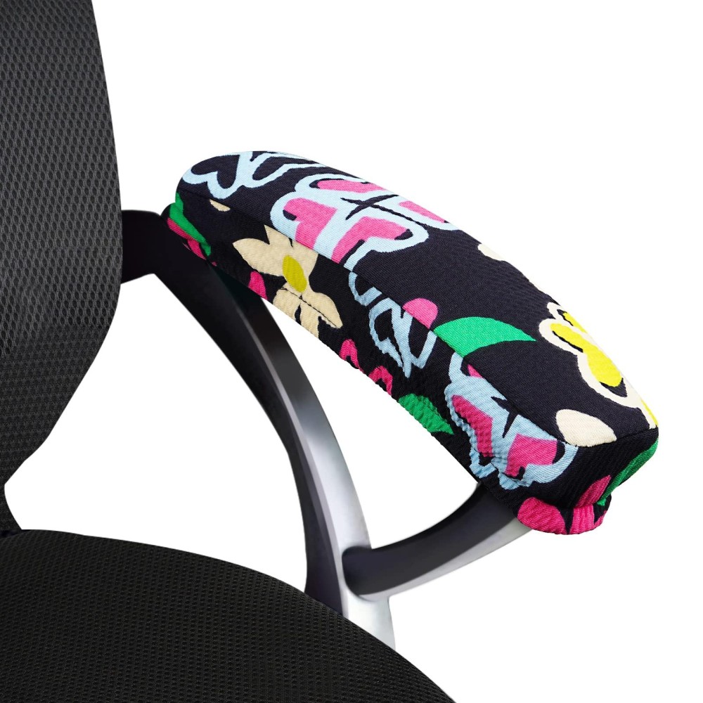 Trycooling 2 Pcs Polyester Removable Durable Machine Washable Office Chair Armrest Slipcovers Covers (Length-30Cm) (Multicolor)