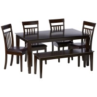 East West Furniture Cap6S-Cap-Lc Capri 6 Piece Kitchen Set Contains A Rectangle Table And 4 Faux Leather Dining Room Chairs With A Bench, 36X60 Inch, Cappuccino