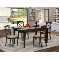 East West Furniture Cabo5S-Cap-C Capri 5 Piece Set For 4 Includes A Rectangle Table And 4 Linen Fabric Kitchen Dining Chairs, 36X60 Inch