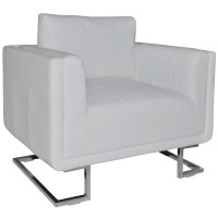vidaXL Cube Armchair White Leather 242525