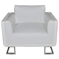 vidaXL Cube Armchair White Leather 242525