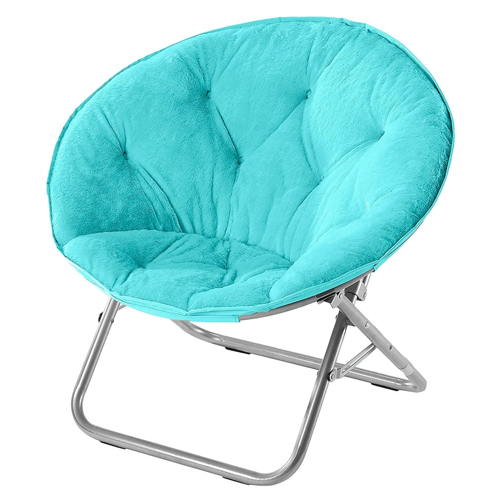 Urban Lifestyle Faux Fur Saucer Chair Aqua Blue