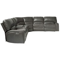 Acme Saul Faux Leather Sectional Sofa With 2 Reclining Seats In Gray