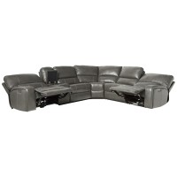 Acme Saul Faux Leather Sectional Sofa With 2 Reclining Seats In Gray