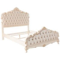 Acme Chantelle Queen Bed In Rose Gold Pu & Pearl White