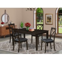East West Furniture Cabo5S-Cap-Lc Capri 5 Piece Room Set Includes A Rectangle Wooden Table And 4 Faux Leather Kitchen Dining Chairs, 36X60 Inch