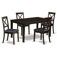 East West Furniture Cabo5S-Cap-Lc Capri 5 Piece Room Set Includes A Rectangle Wooden Table And 4 Faux Leather Kitchen Dining Chairs, 36X60 Inch
