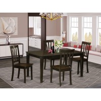 East West Furniture Capri 5 Piece Room Set Includes A Rectangle Kitchen Table And 4 Dining Chairs, 36X60 Inch, Cappuccino