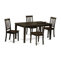 East West Furniture Capri 5 Piece Room Set Includes A Rectangle Kitchen Table And 4 Dining Chairs, 36X60 Inch, Cappuccino