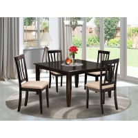 East West Furniture Pfan5-Cap-C Parfait 5 Piece Room Set Includes A Square Kitchen Table With Butterfly Leaf And 4 Linen Fabric Upholstered Dining Chairs, 54X54 Inch